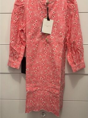 Pomander Place Pink Floral Eyelet “Samantha Dress” XS